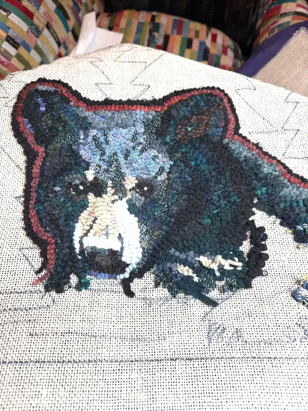 Bear nearly complete... I hoped to work with Gail in class on the geo-trees in the background.  But life got in the way.