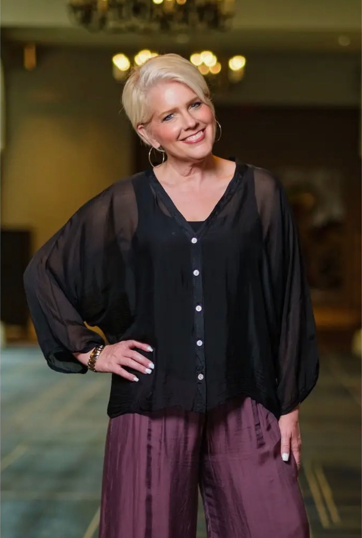 Viola Silk Button Front Blouse