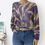 Thumbnail: Purple Leaves Round Neck Sweater, Made in Italy