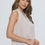 Thumbnail: Solid V Neck Top with Drape Neckline in Beige, Made in the USA