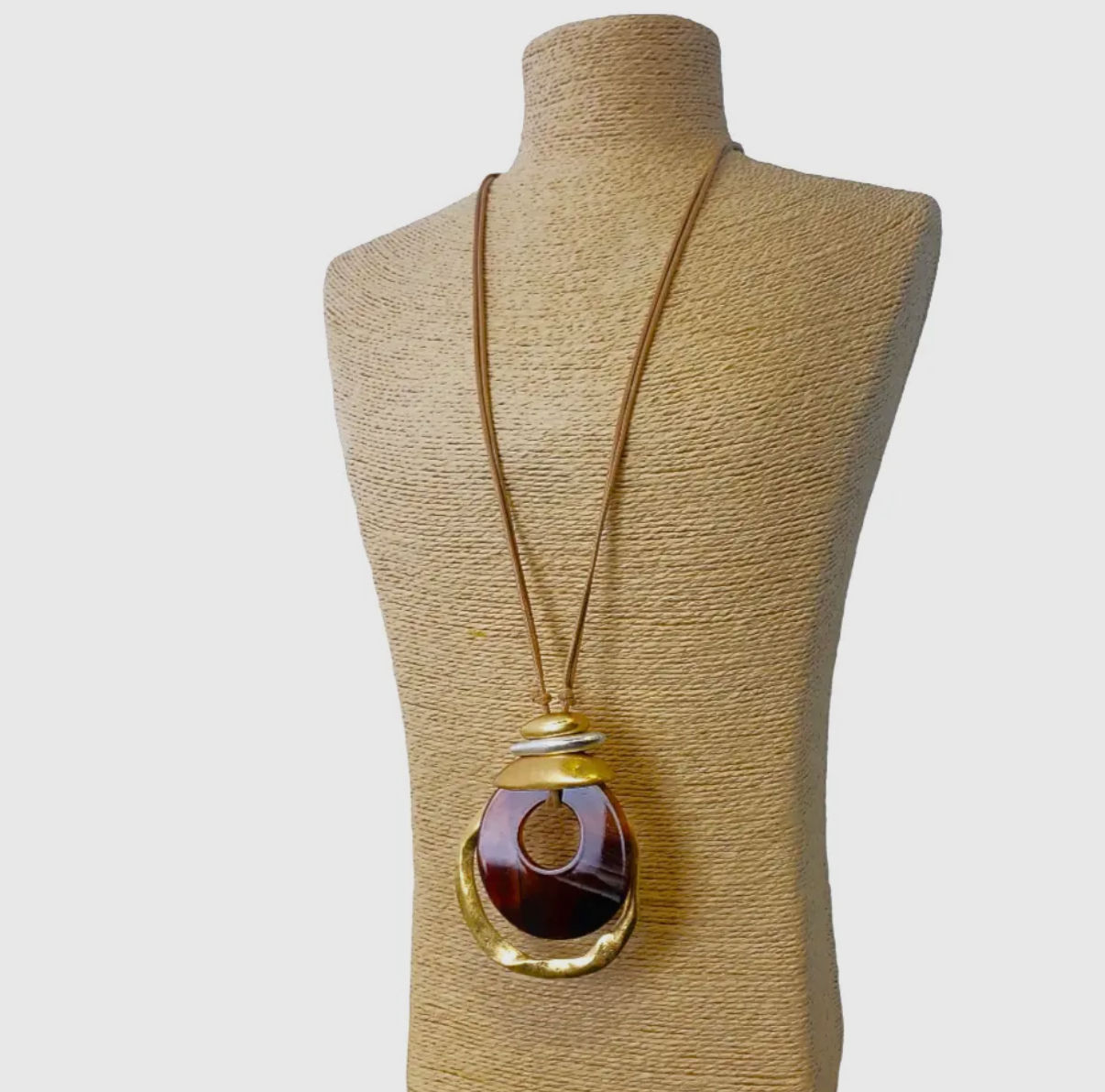 Tortoise Shell Adjustable Length Statement Necklace