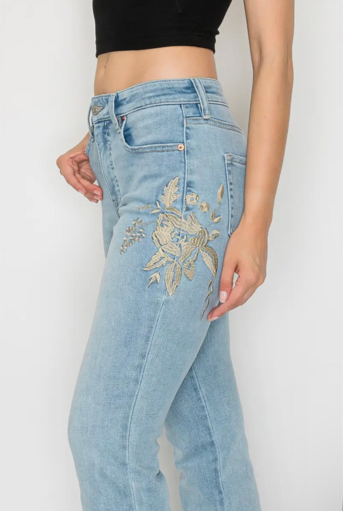 Artemis High Rise Embroidered Modern Bootcut Jean