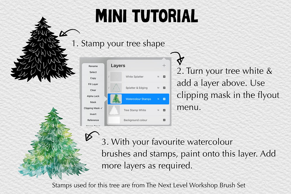 Thumbnail: 12 Christmas Tree Stamps - For Procreate / Free / Freebie