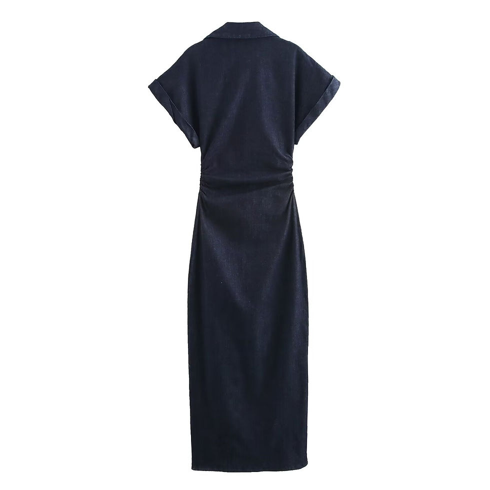 Thumbnail: ETJ 2025  Spring New 1975 series denim MIDI dress with lapel side zipper fashion