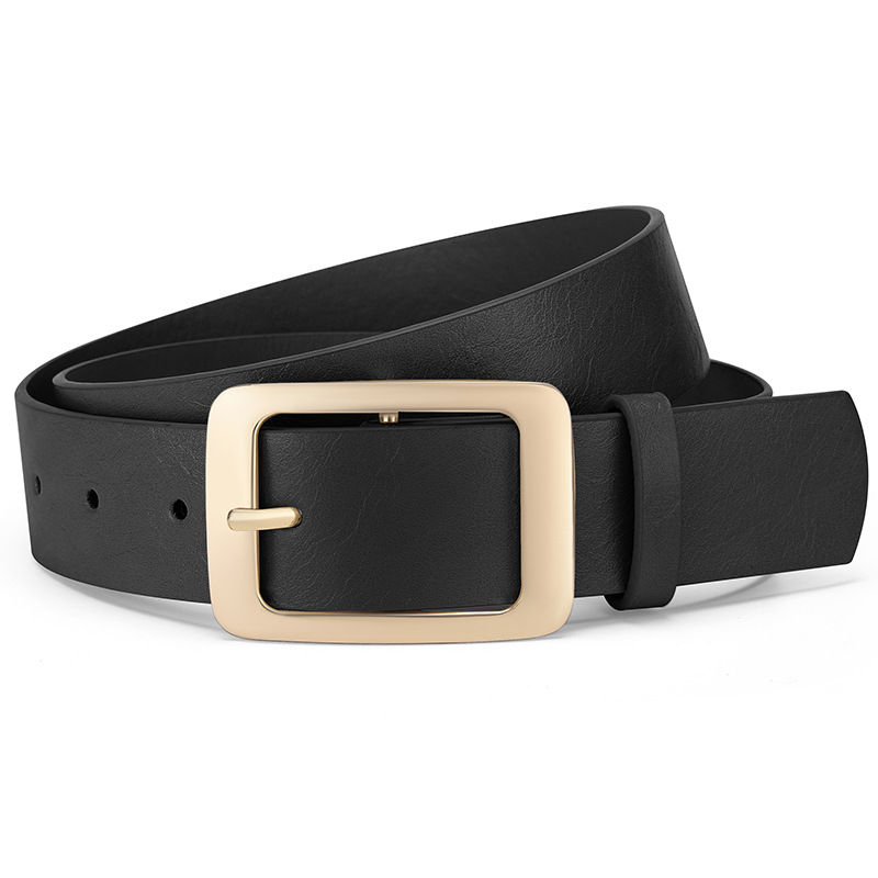 Thumbnail: New Wide Belt Women's Texture pu Leather Japanese Pin Buckle Simple All-match Be