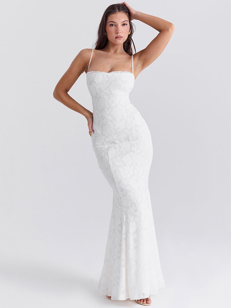Thumbnail: Articat-Women's Sexy Sleeveless Lace Patchwork Backless Bodycon Maxi Dress, Eleg