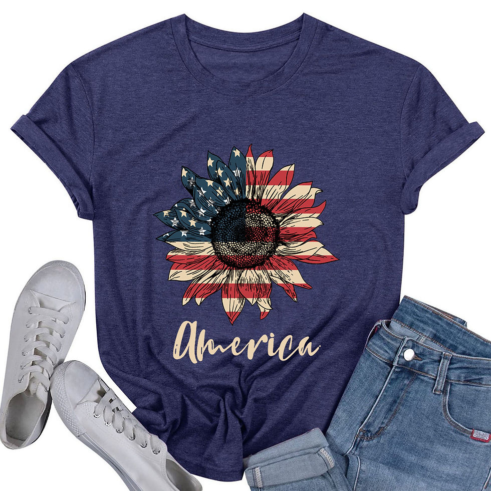 Thumbnail: Independence Day Holiday Costume America Sunflower American Flag Printed Short S
