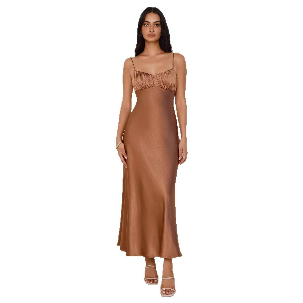 2025 European and American Cross-border Women's New Sexy Slip Skirt Slim-fit Bac