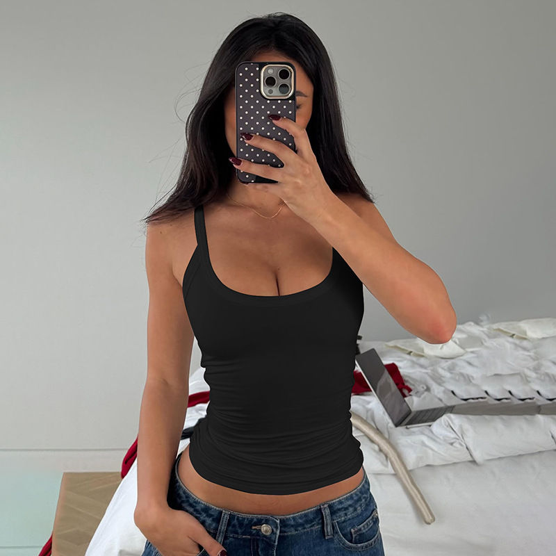 Thumbnail: Solid Color Sexy Spaghetti Strap Tank Top Women Sleeveless Slim Cami Vest