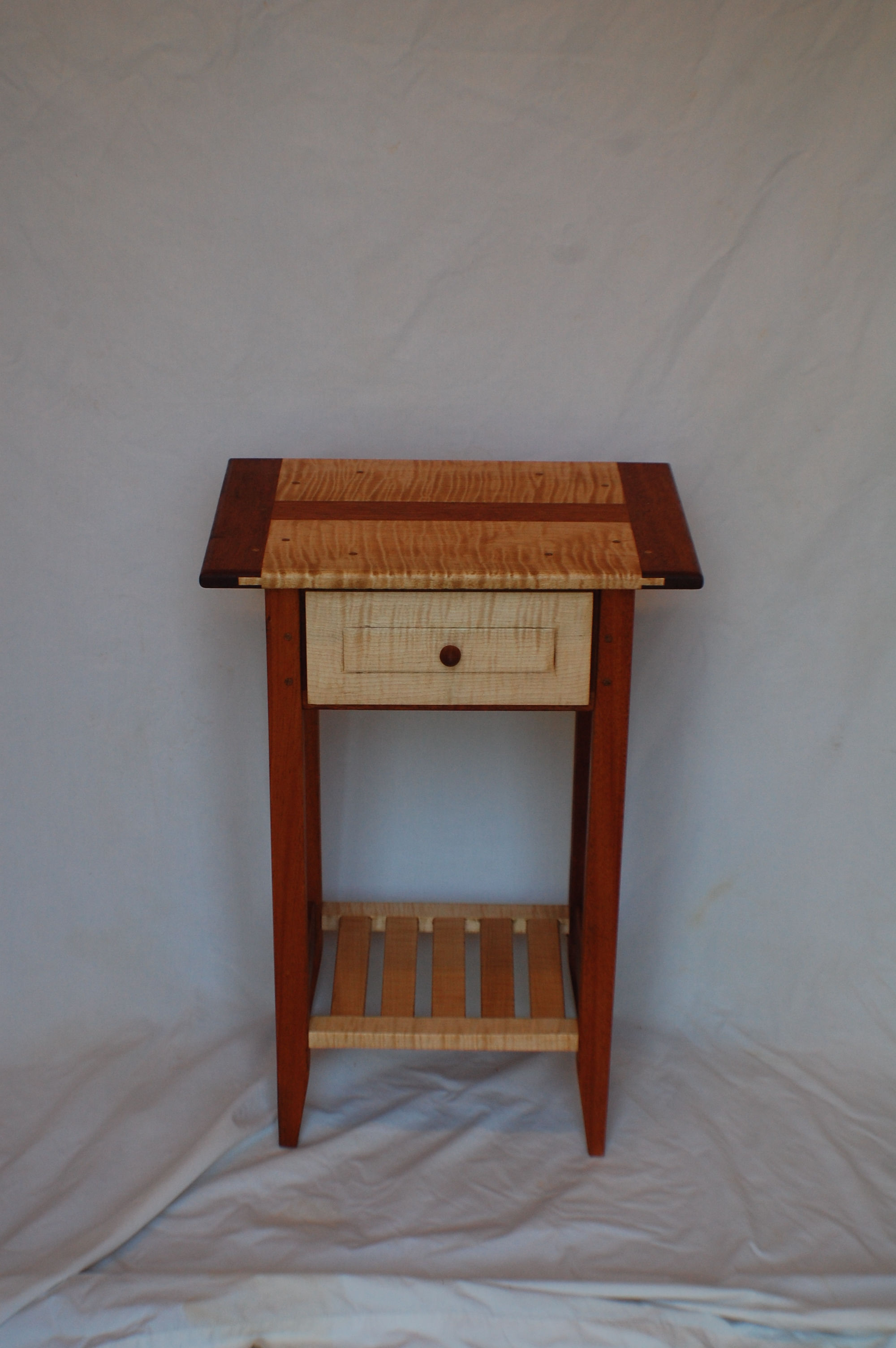 Curly Maple and Mahogany Side Table