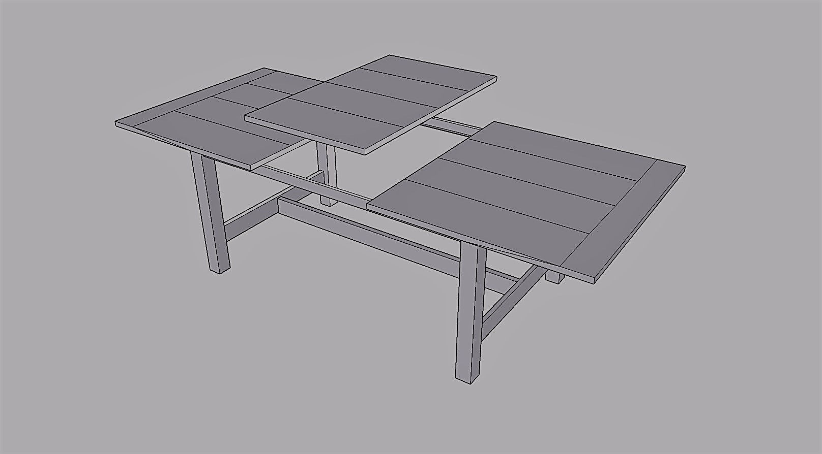 Fixed Base Center Extension  Farm Table with Trestle