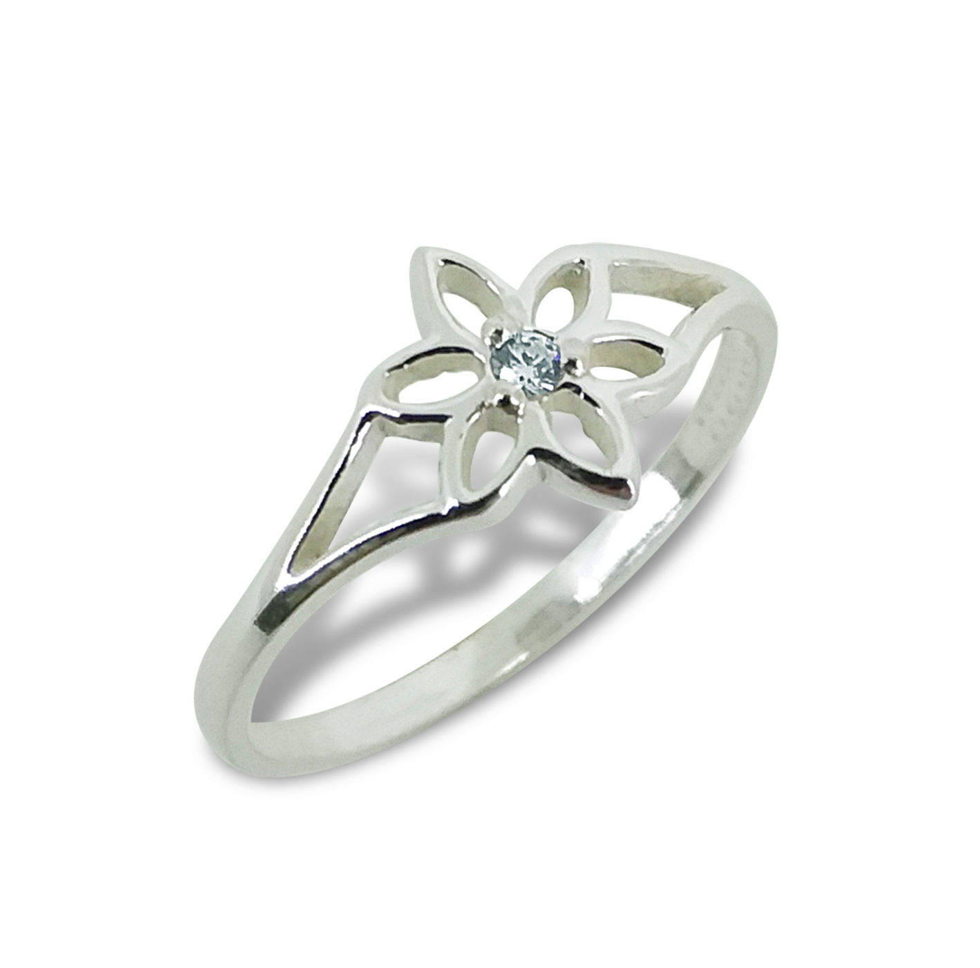 ANEL FLORZINHA COM PEDRA CENTRAL