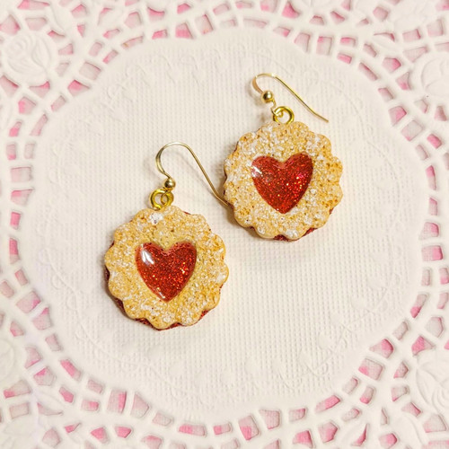 Linzer Heart Cookie Earrings Pastry Plug