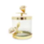 Glass Canister w/ White & Gold Rose Details