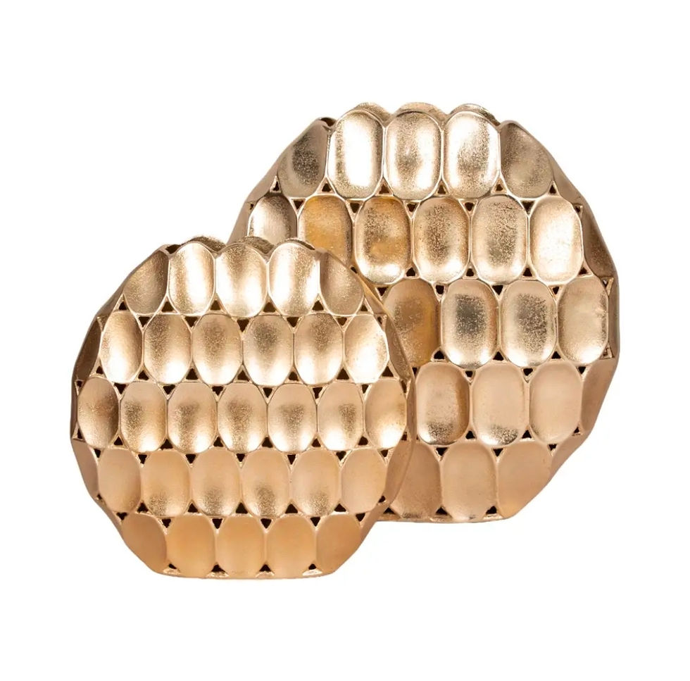 Thumbnail: Gold Geometric Oval Vase