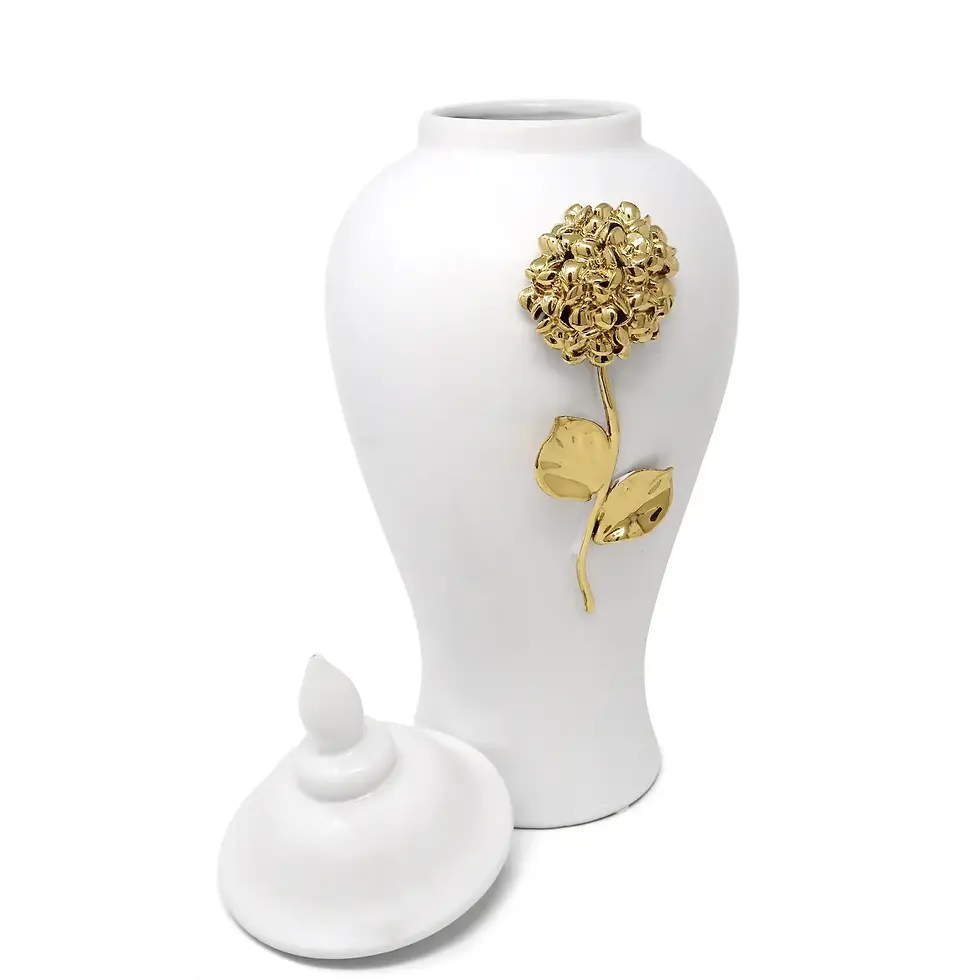 Thumbnail: White Ginger Jar w/ Gold Flower Design