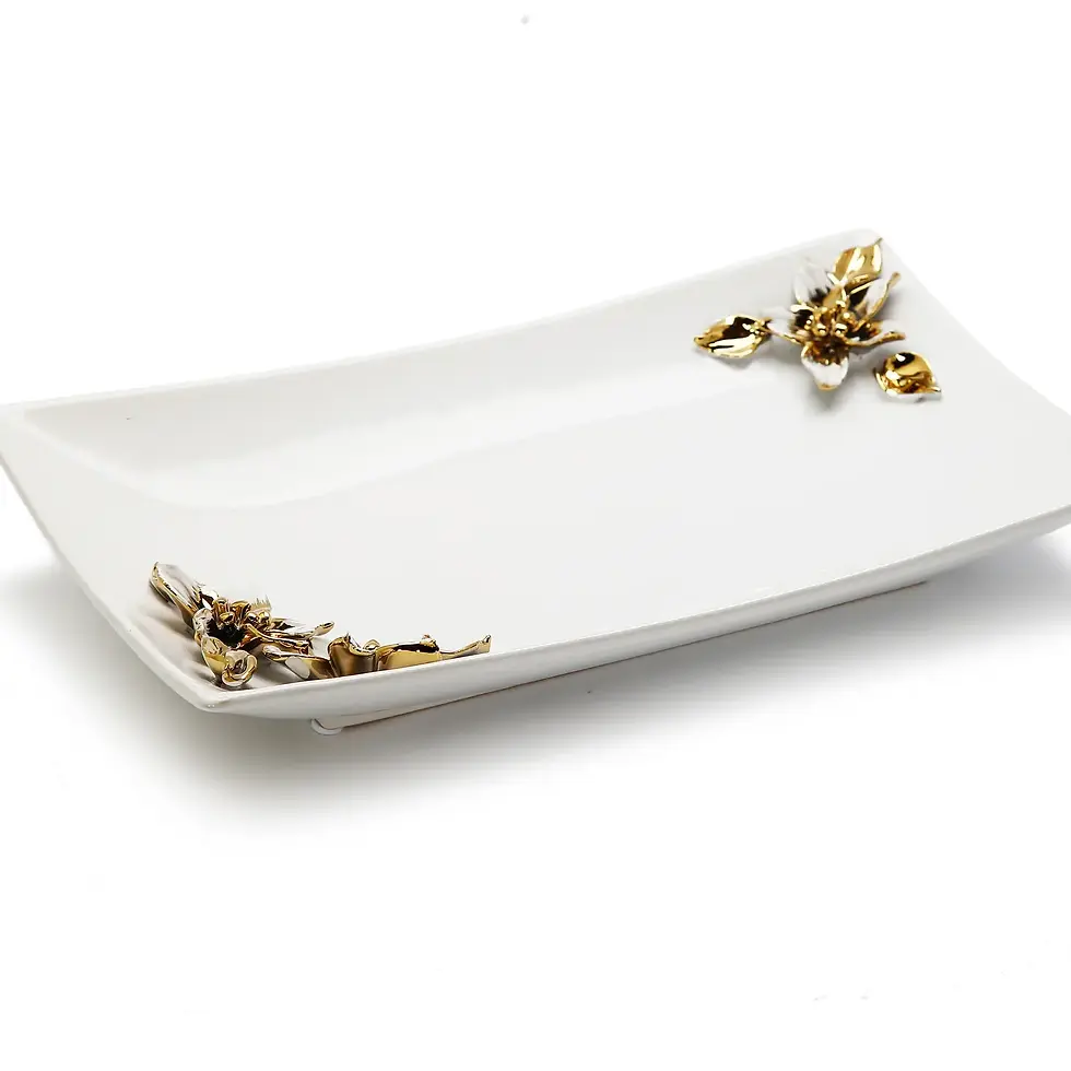Thumbnail: White Tray w/ Stunning Gold Floral Design