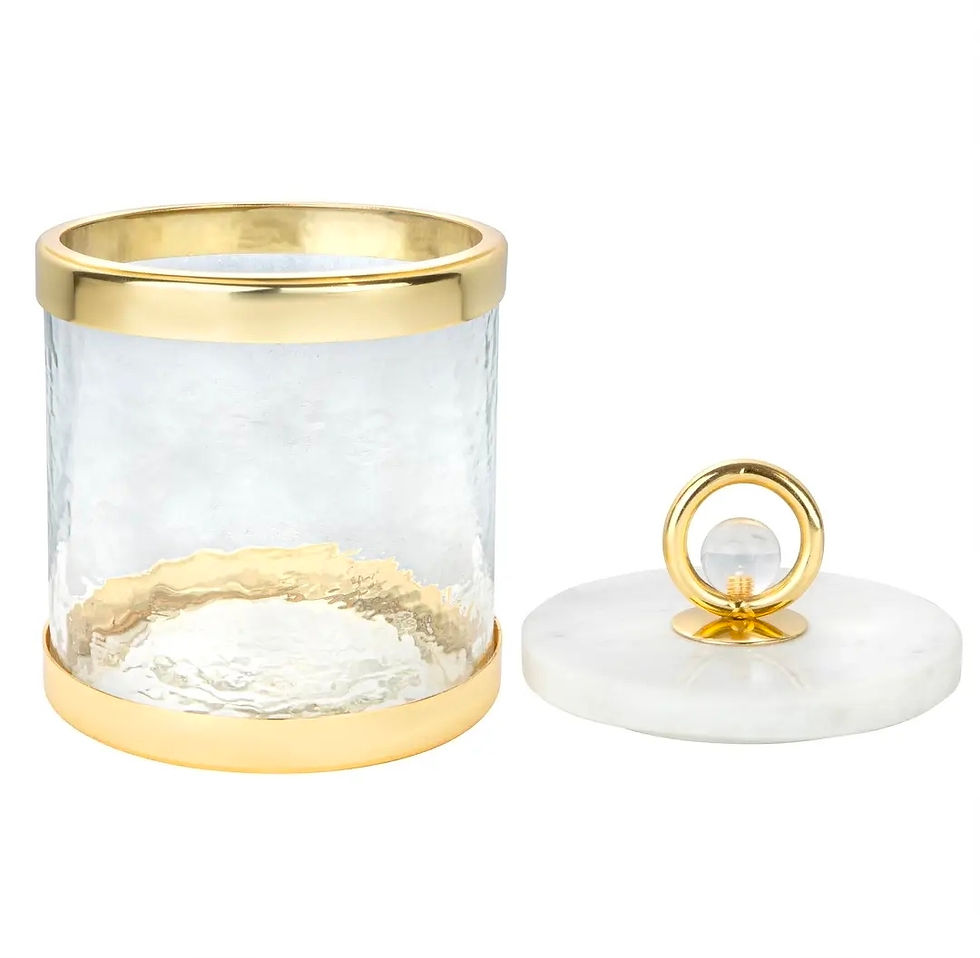 Glass Canister with Marble Lid and Clear Ball Knob