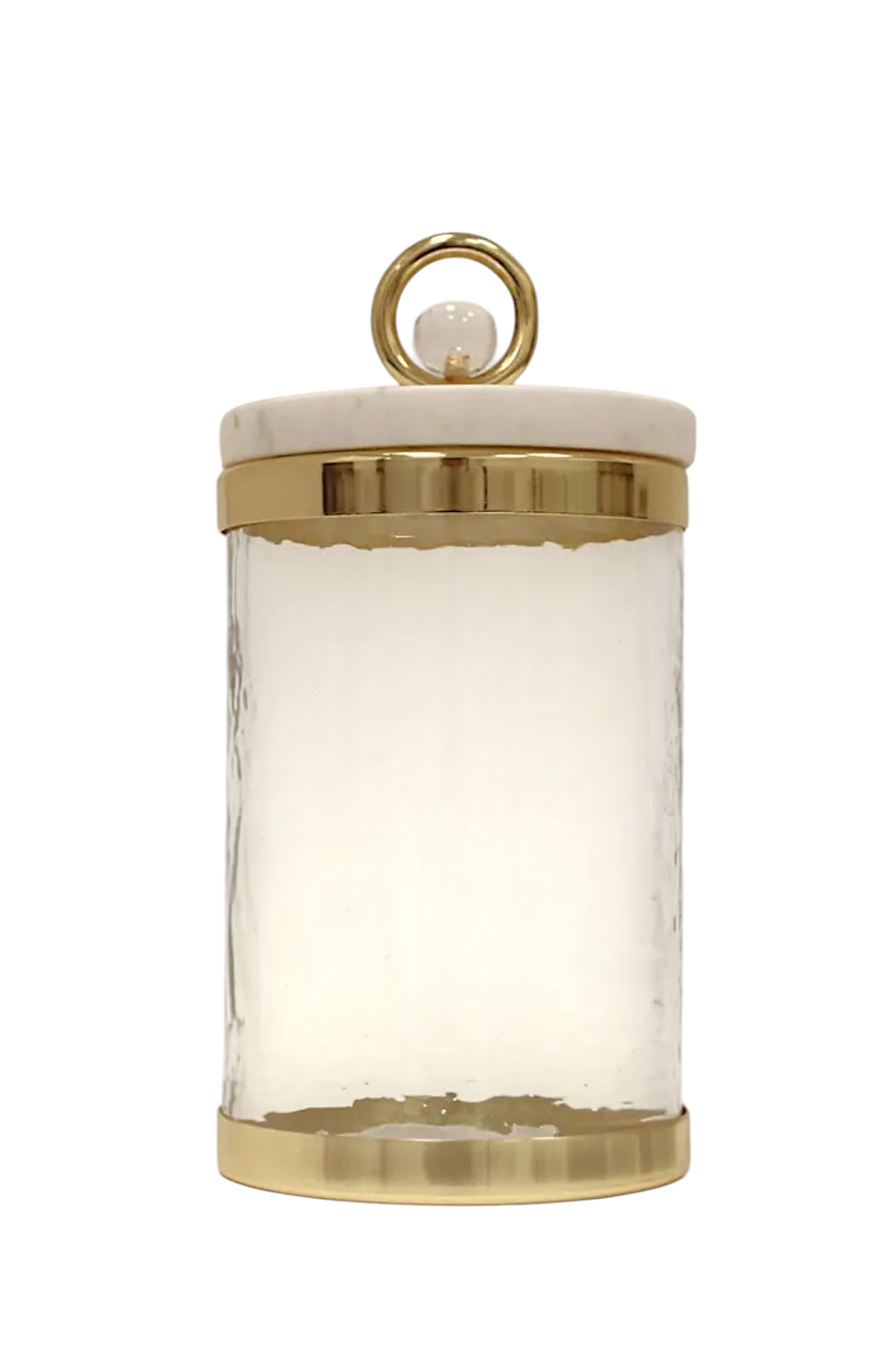Glass Canister with Marble Lid and Clear Ball Knob