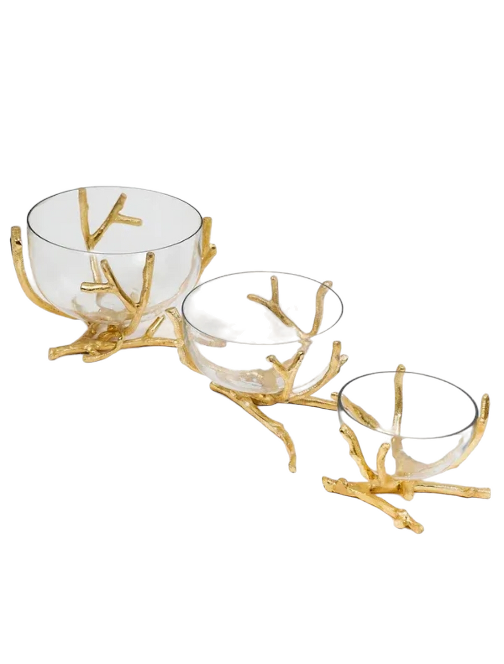 Thumbnail: Glass Bowls with Gold Branch Design