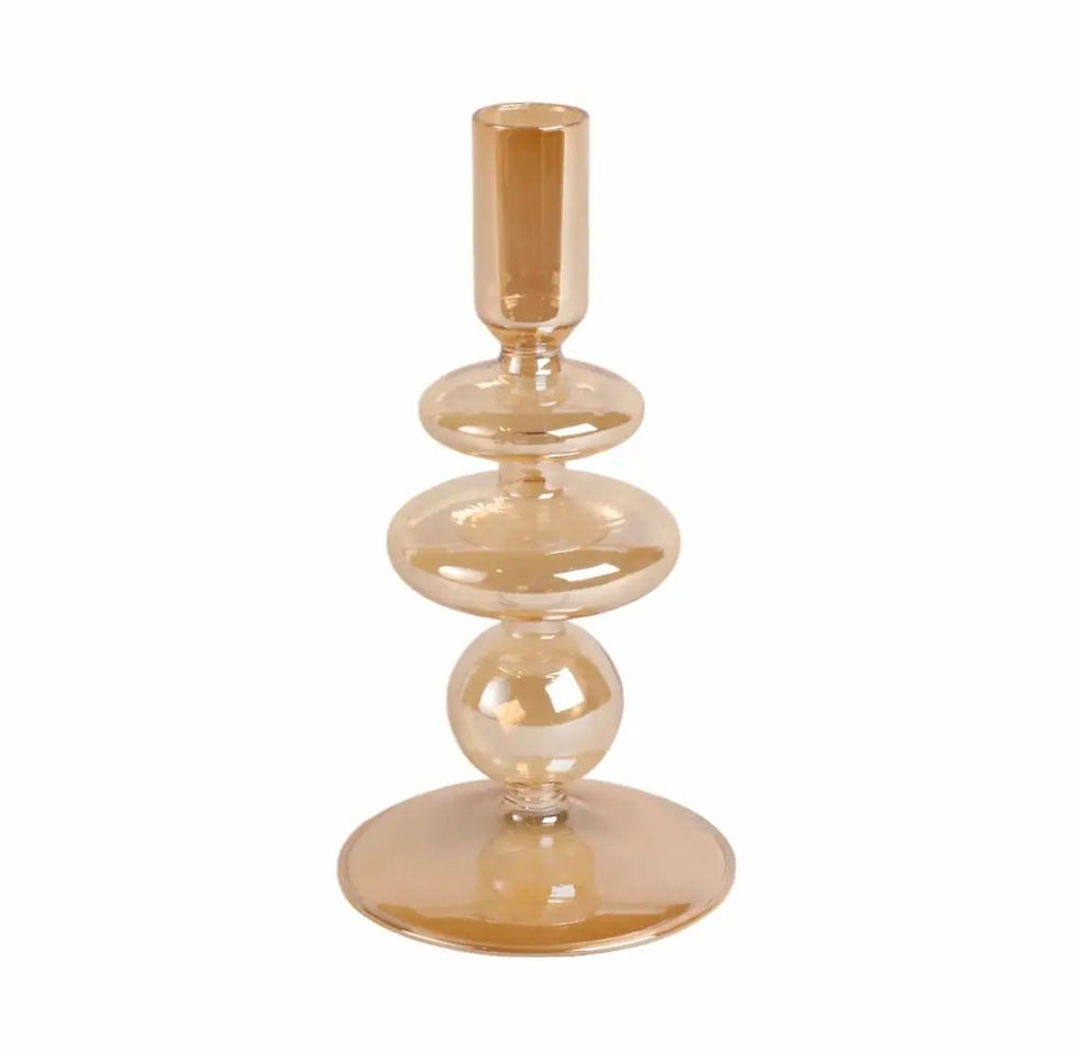 Gold Luster Glass Taper Candle Holder