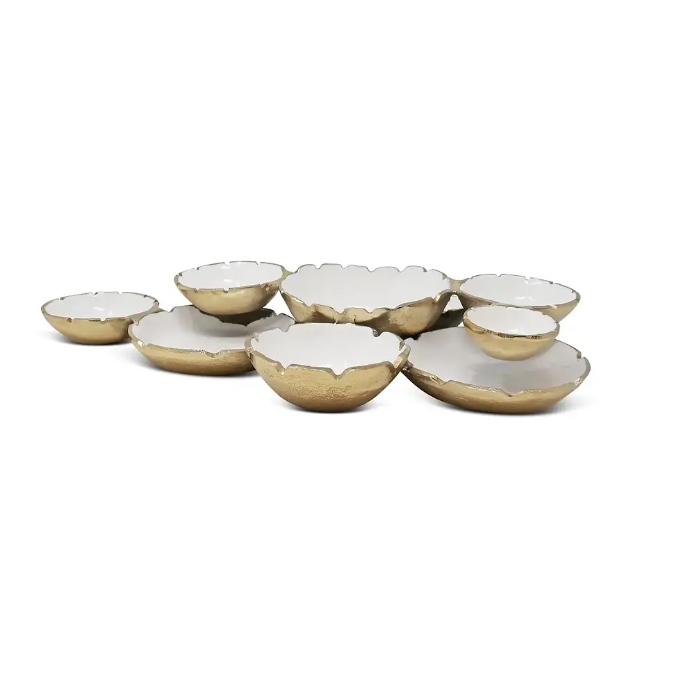 Cluster of 8 White & Gold Serving Bowl