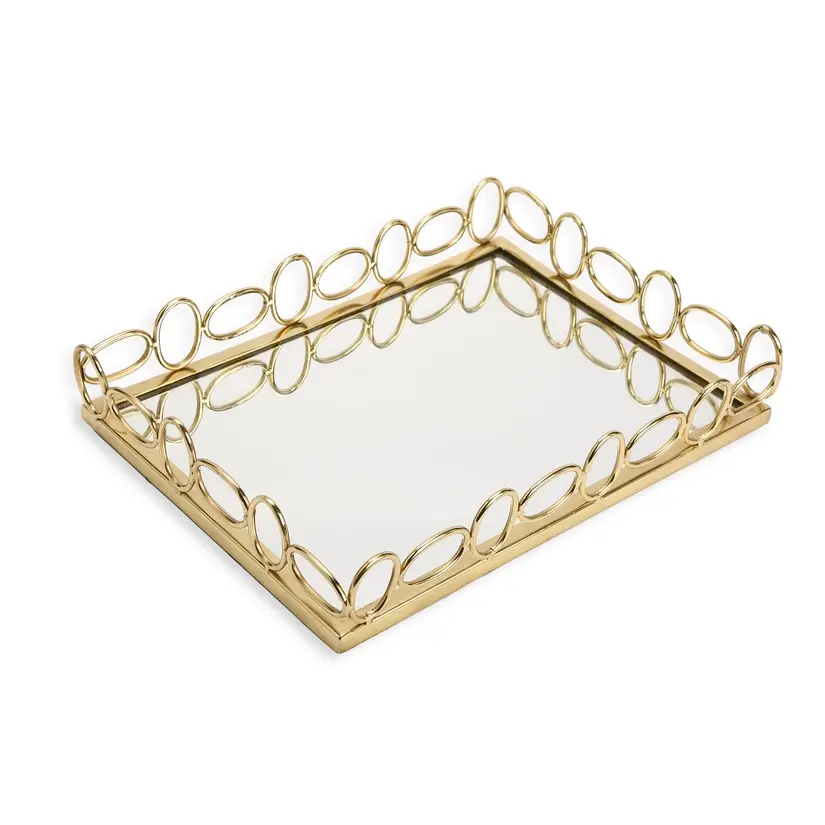 Gold Mirror Tray w/ Oval Design