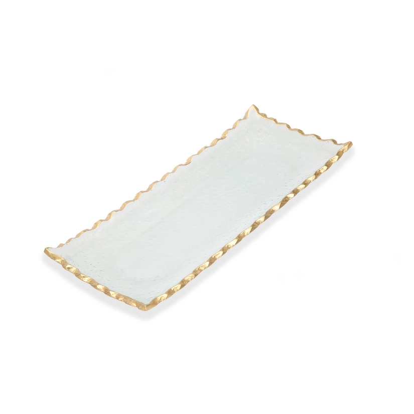 Glass Oblong Tray w/ Gold Edge