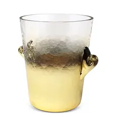 Textured Glass Ice Bucket w/ Gold Details