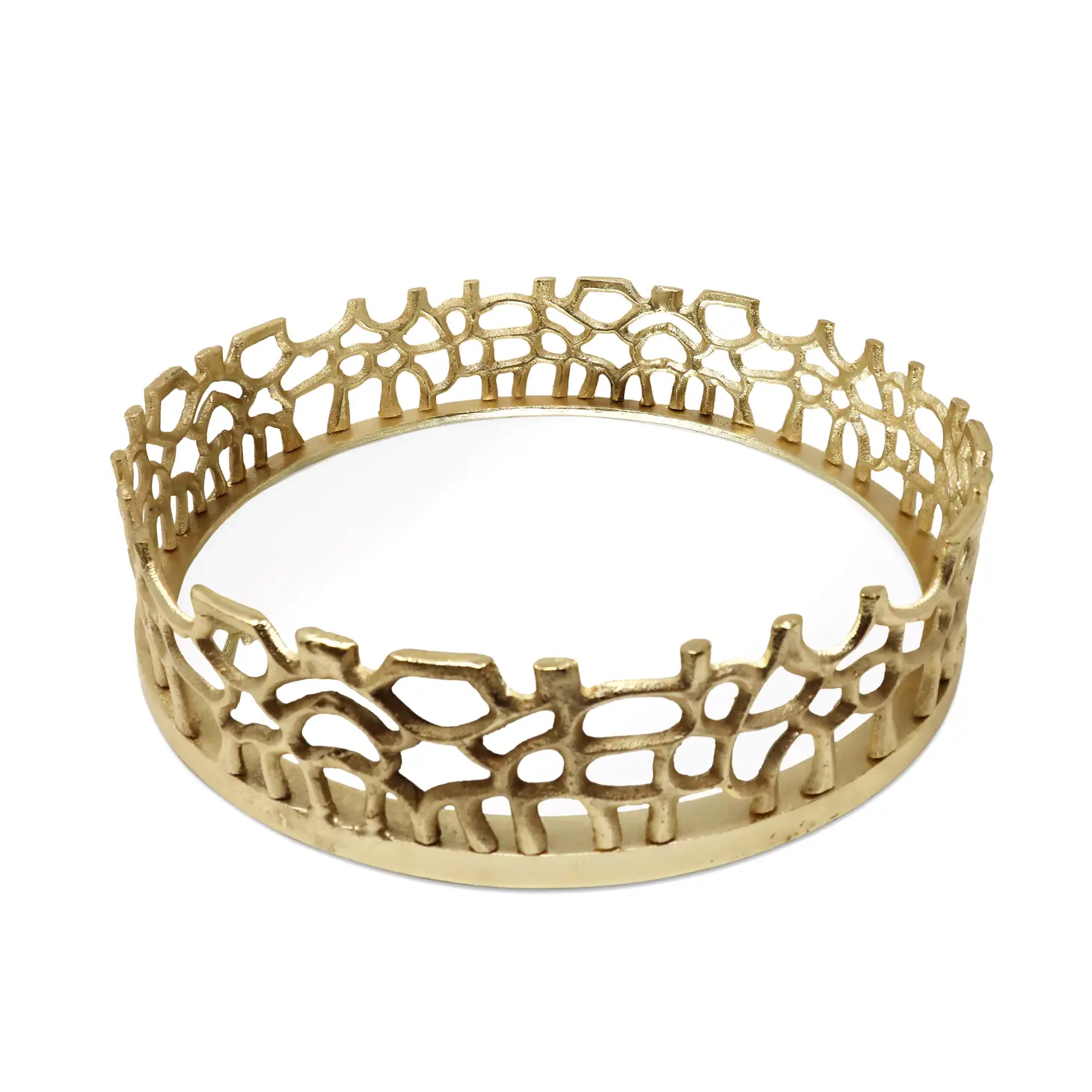 Round Gold Mirror Tray w/ Lace Design DarlingDiamondDecor