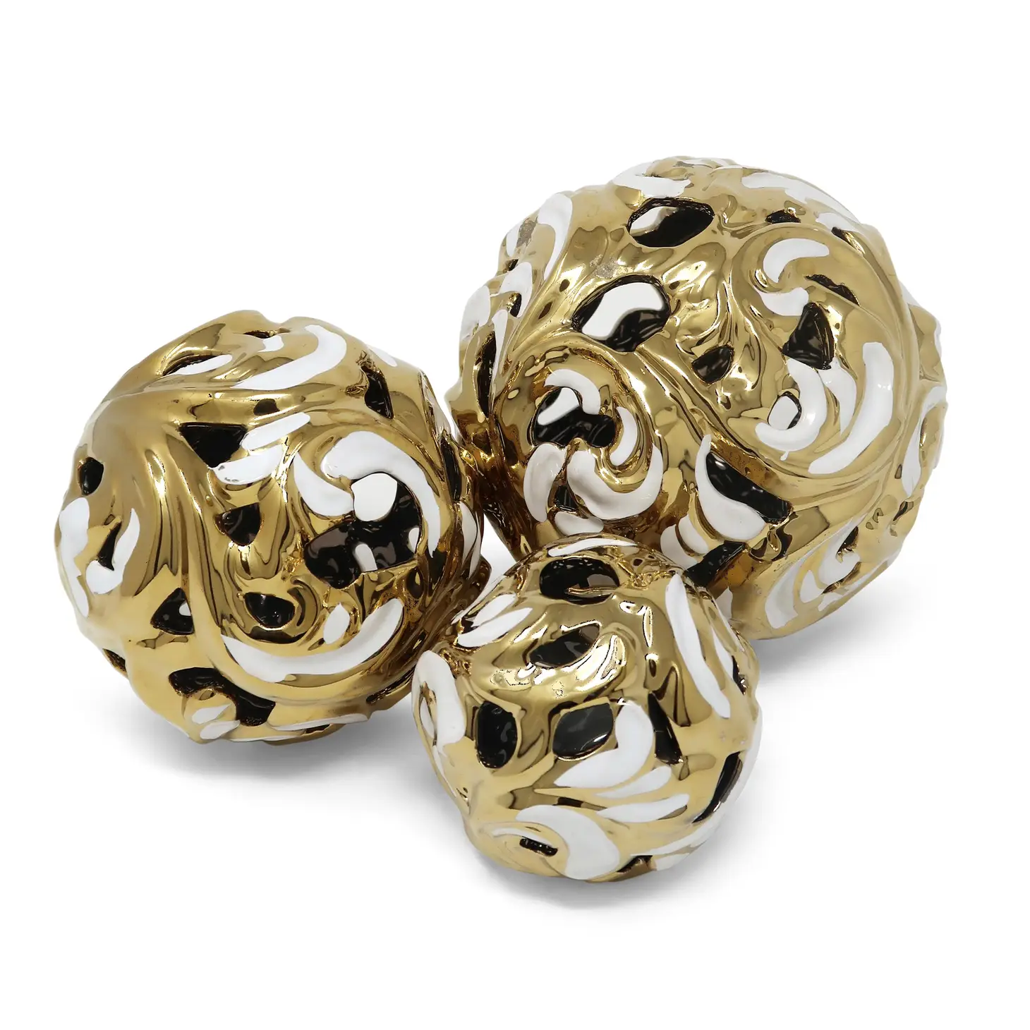 White & Gold Decorative Ball (3 Sizes) DarlingDiamondDecor