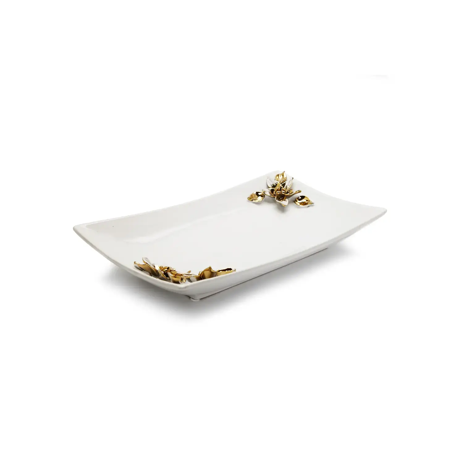 White Tray w/ Stunning Gold Floral Design