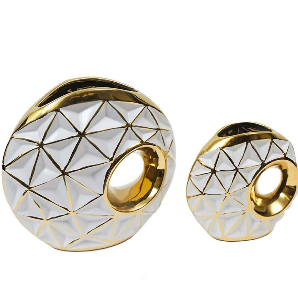 Thumbnail: White Porcelain Round Vase with Geometrical Design