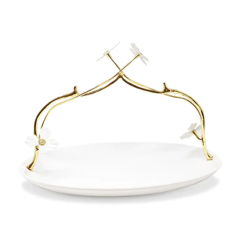 White Porcelain Plate w/ Jewel Flower Design