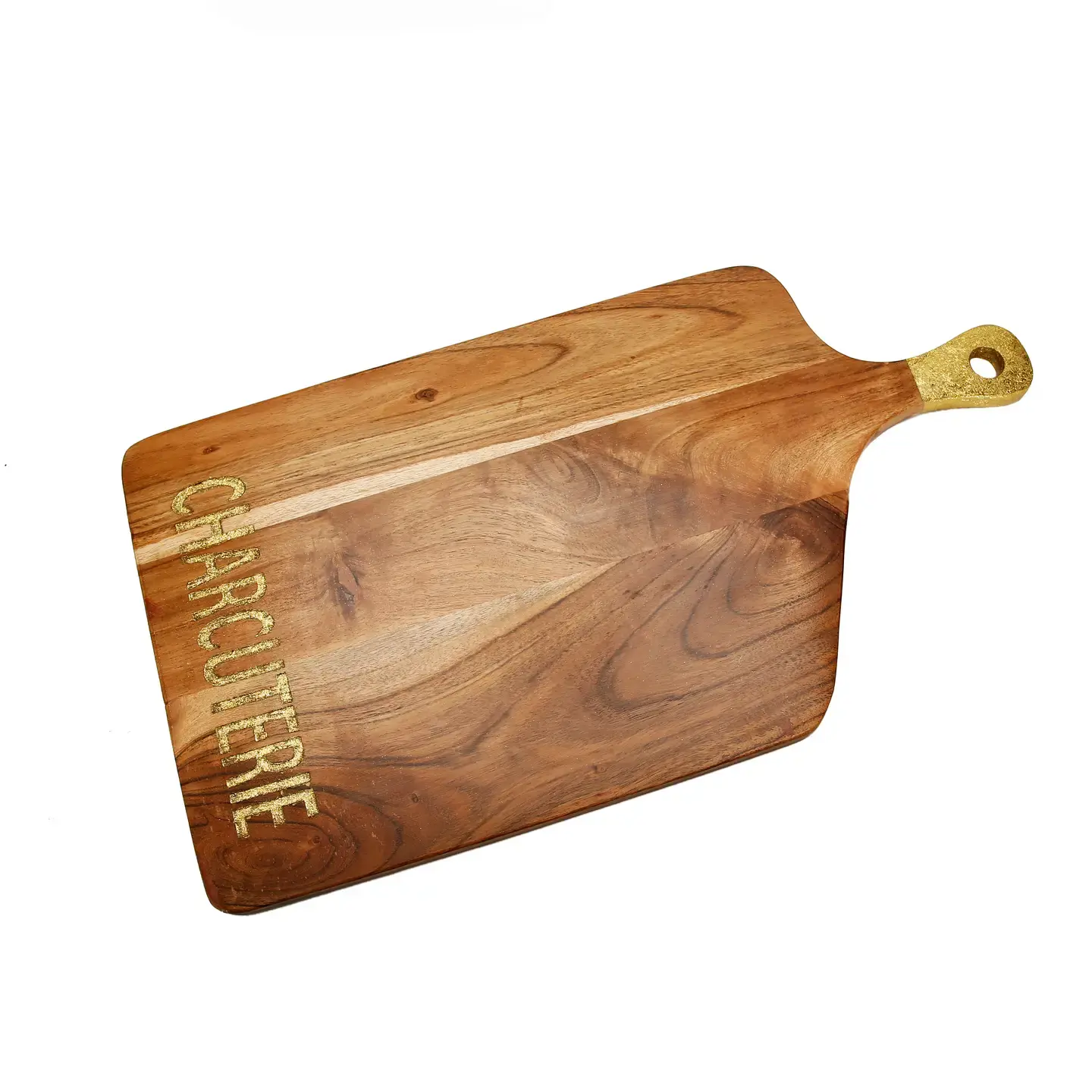 Wood Charcuterie Board with Gold Handle