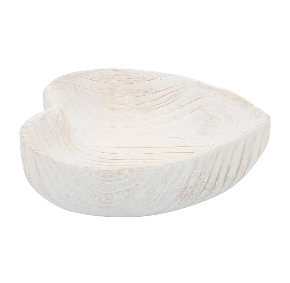 Thumbnail: Set of 2 White Wood Heart Decorative Bowls
