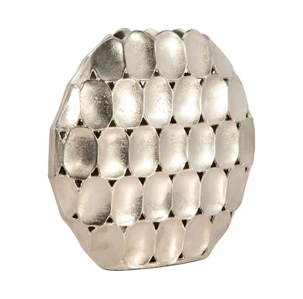 Thumbnail: Silver Geometric Oval Vase