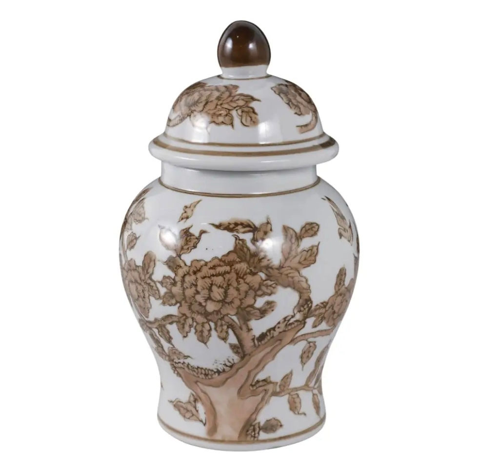 Brown and White Ginger Jar
