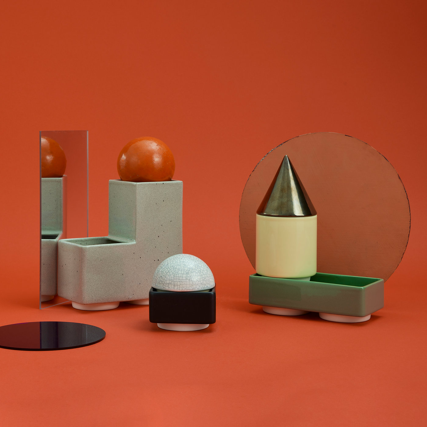 KNSTRKT set of 6 large stackable ceramic pieces by STUDIO BERG