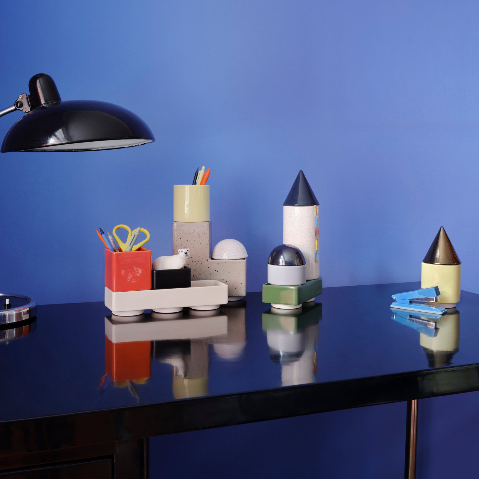 KNSTRKT stackable ceramic building blocks by STUDIO BERG on a desk at Tautes Heim