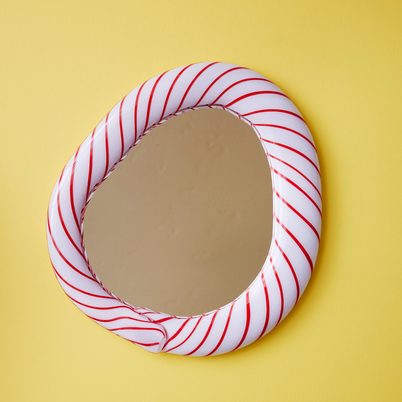 RED CANDY MIRROR, handmade striped glass mirror by STUDIO BERG