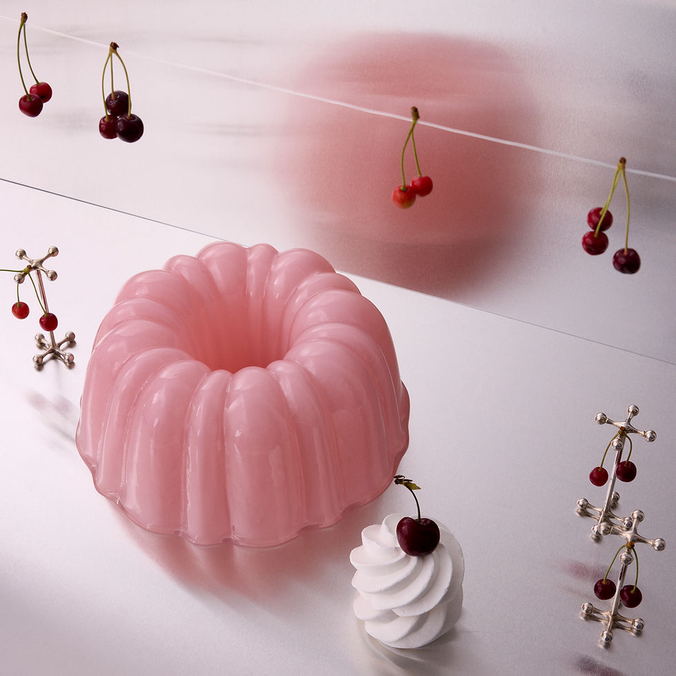 Pastel JELLO glass cakes by STUDIO BERG in creamy opaque glass