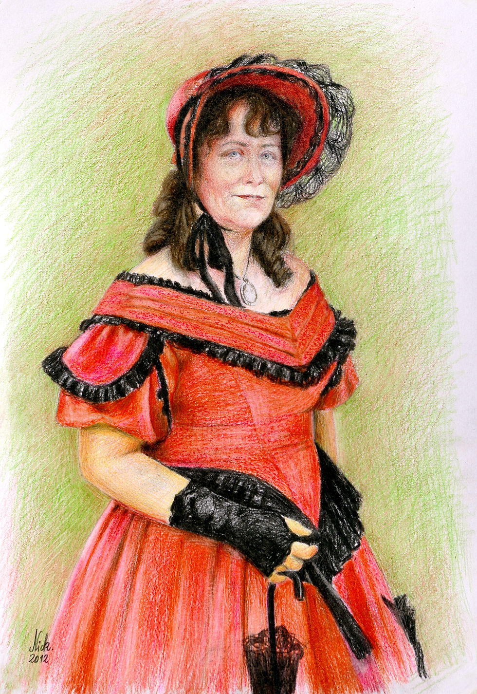''Biedermeier-Dame'' Buntstift 2012