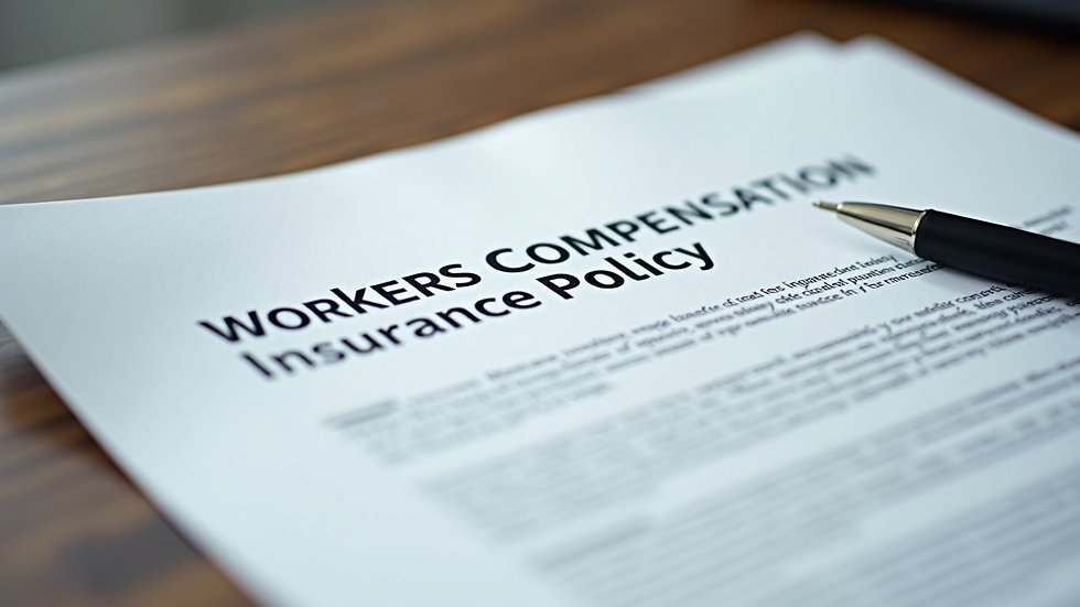 Close-up view of a workers compensation insurance policy document