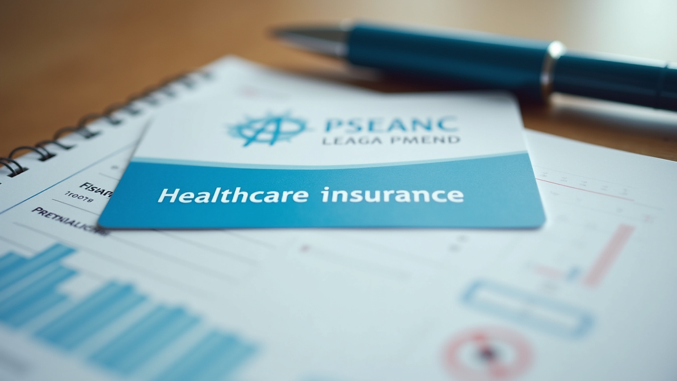 Close-up view of a healthcare insurance card and a pen on a table