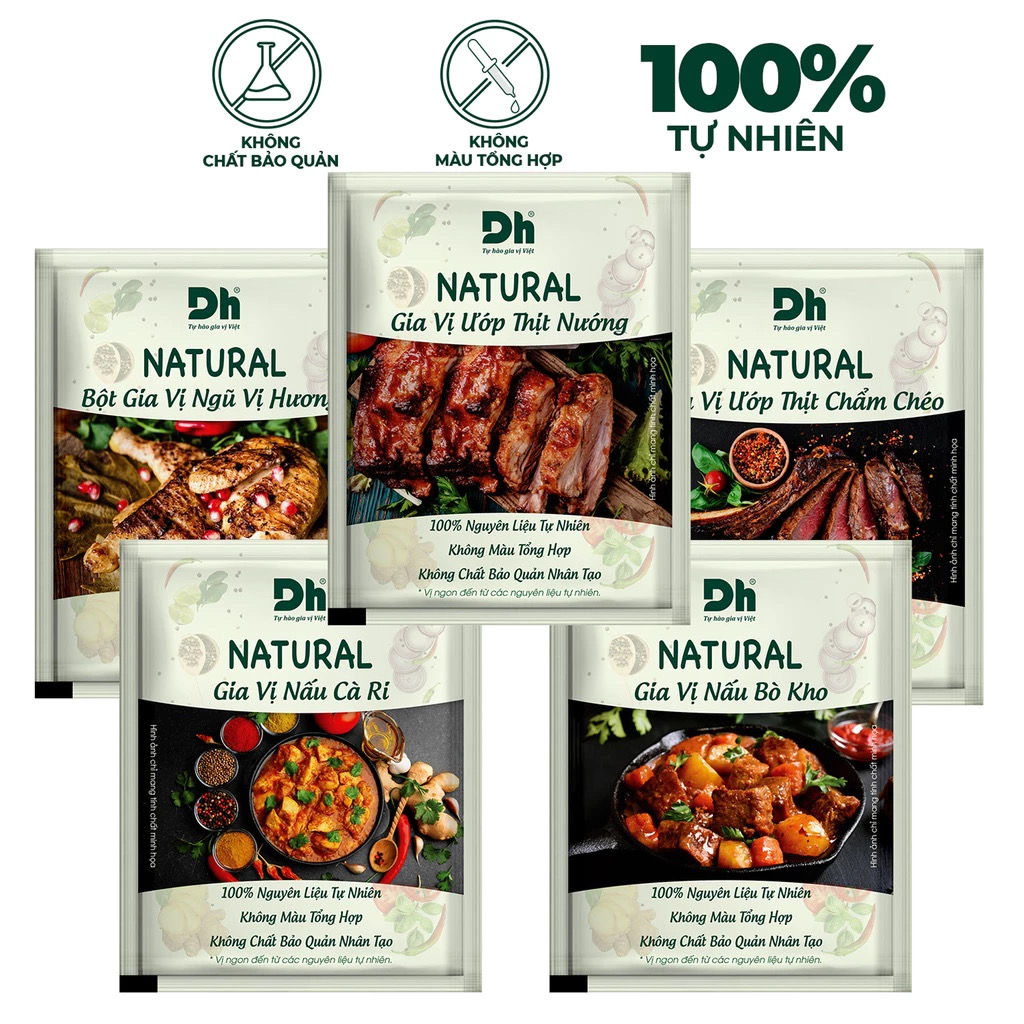 Set of 5 Natural Spices for Cooking and Marinating Dh Foods