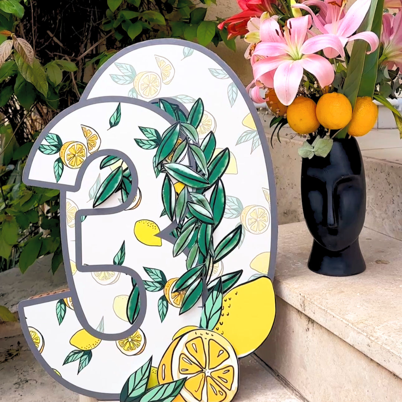 ספרה גדולה לימונים ועלי זית