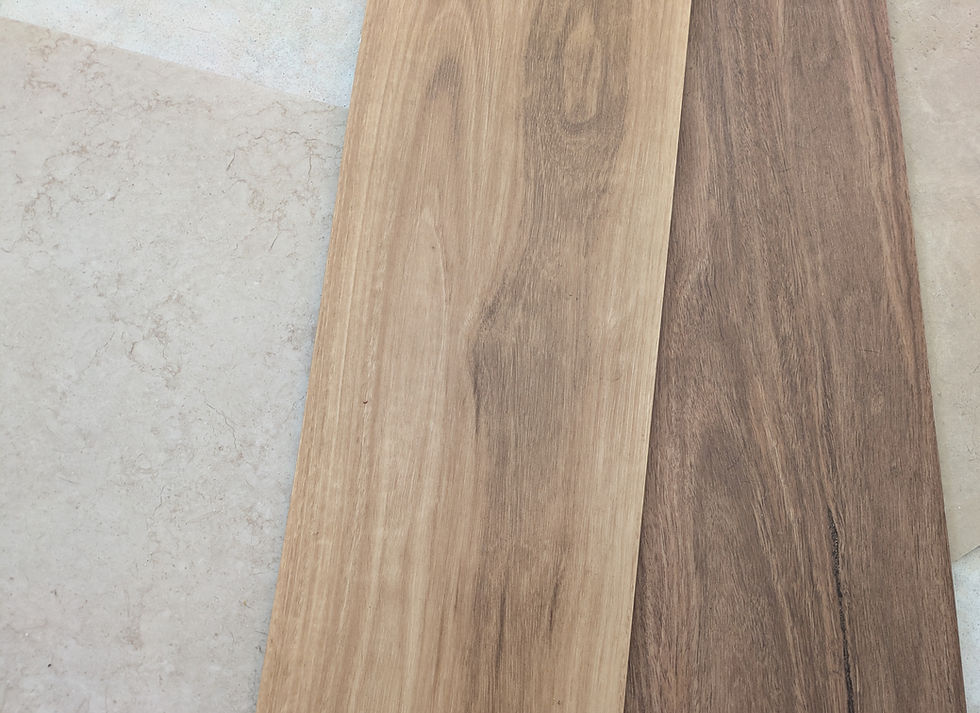 A pile of flooring samples