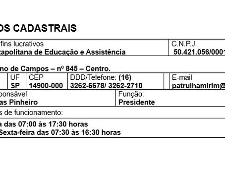 DADOS IMPORTANTES