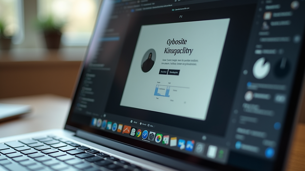 close-up of laptop screen showing website builder interface